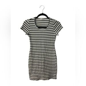 See You Monday Black and White Striped Mini Dress